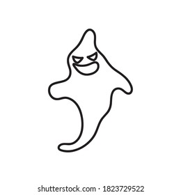 halloween ghost icon over white background, line style, vector illustration