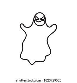 halloween ghost icon over white background, line style design, vector illustration