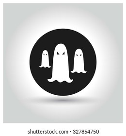 Halloween ghost icon. Halloween pictogram elements collection.  simple minimal, flat, solid, mono, monochrome, plain, contemporary style. Vector illustration web internet design elements
