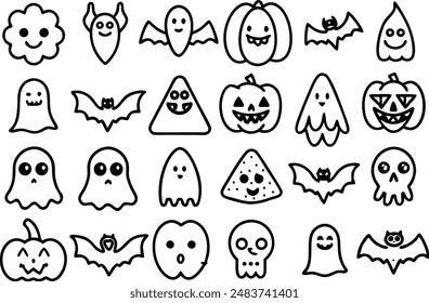 Halloween ghost icon set. Line Icon. Editable Stroke.