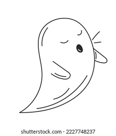 Halloween ghost icon. Terrible and scary character, symbol of autumn international holiday. Cultures and traditions. Sticker for social networks and messengers. Cartoon flat vector illustration