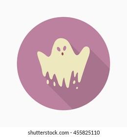 Halloween ghost icon, Vector flat long shadow design. Halloween concept.