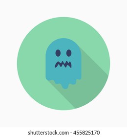 Halloween ghost icon, Vector flat long shadow design. Halloween concept.