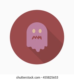 Halloween ghost icon, Vector flat long shadow design. Halloween concept.
