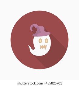 Halloween ghost icon, Vector flat long shadow design. Halloween concept.