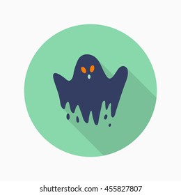 Halloween ghost icon, Vector flat long shadow design. Halloween concept.
