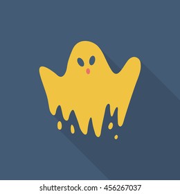 Halloween ghost icon, Vector flat long shadow design. Halloween concept.