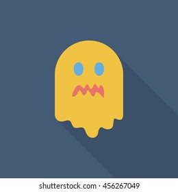 Halloween ghost icon, Vector flat long shadow design. Halloween concept.
