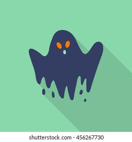Halloween ghost icon, Vector flat long shadow design. Halloween concept.