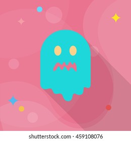 Halloween ghost icon, Vector flat long shadow design. Halloween concept.