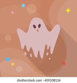 Halloween ghost icon, Vector flat long shadow design. Halloween concept.