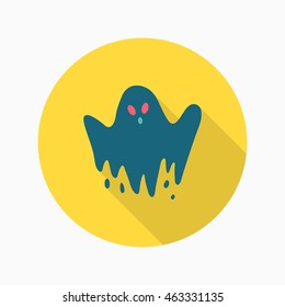 Halloween ghost icon, Vector flat long shadow design. Halloween concept.