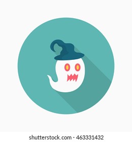 Halloween ghost icon, Vector flat long shadow design. Halloween concept.