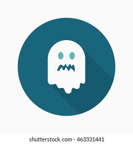 Halloween ghost icon, Vector flat long shadow design. Halloween concept.