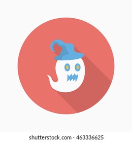 Halloween ghost icon, Vector flat long shadow design. Halloween concept.