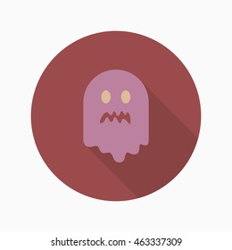Halloween ghost icon, Vector flat long shadow design. Halloween concept.