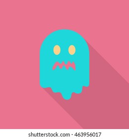 Halloween ghost icon, Vector flat long shadow design. Halloween concept.