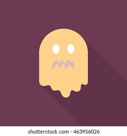Halloween ghost icon, Vector flat long shadow design. Halloween concept.