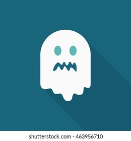 Halloween ghost icon, Vector flat long shadow design. Halloween concept.