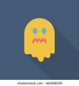 Halloween ghost icon, Vector flat long shadow design. Halloween concept.