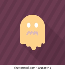 Halloween ghost icon, Vector flat long shadow design. Halloween concept.