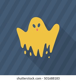 Halloween ghost icon, Vector flat long shadow design. Halloween concept.