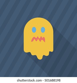 Halloween ghost icon, Vector flat long shadow design. Halloween concept.