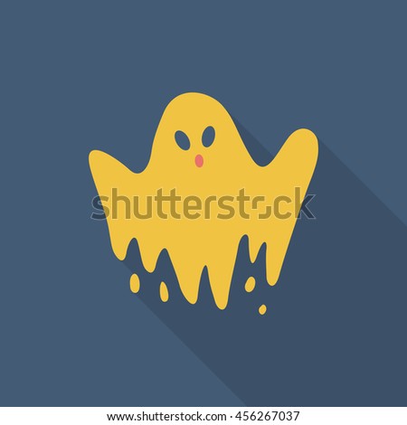 Halloween ghost icon, Vector flat long shadow design. Halloween concept.