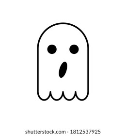 Halloween, Ghost Icon. Vector Illustration, Flat Design.