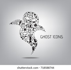 halloween ghost icons Set vector