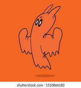 halloween ghost illustration with orange background vector