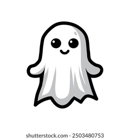 halloween ghost illustration vector with cartoon style isolated on white background
