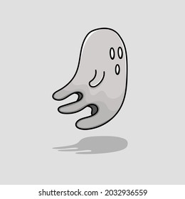 Halloween ghost  isolated cartoon style with outline and shadow eps vector illustration. can use for halloween design element graphic, mascot, icon, sign