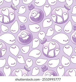 Halloween ghost kids seamless pattern