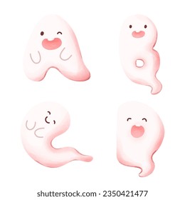 Halloween Ghost Letters A B C D.
watercolor style. vector art and illustration.