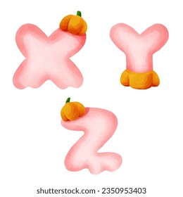 Halloween Ghost Letters  X Y Z 
watercolor style. vector art and illustration.