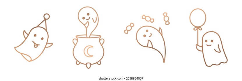 Halloween ghost line art. Vector cute ghost clipart