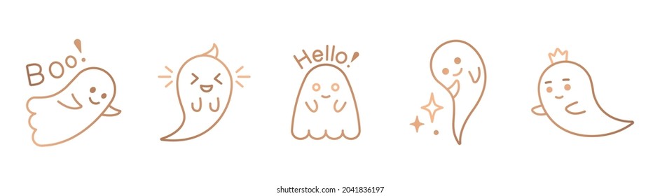 Halloween Ghost Line Art. Vektor cute Ghost Clip Art