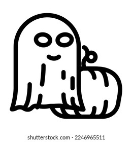 halloween ghost line icon vector. halloween ghost sign. isolated contour symbol black illustration