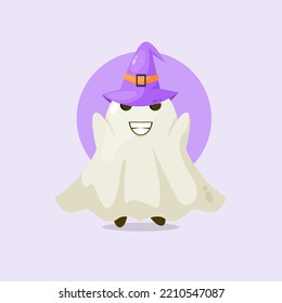 halloween ghost with magic hat illustration