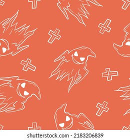 Patrón de doodle del demonio fantasma de Halloween