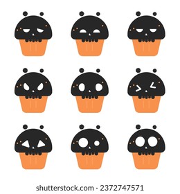 Halloween Ghost Muffin Icon Set
