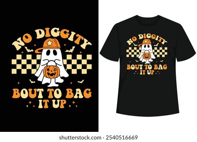 Halloween Ghost No Diggity Bout To Bag It Up Kids Toddler shirt, tshirt, sweatshirt is perfect last minute spooky lazy costume idea for Halloween .