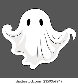 Fantasma de Halloween en un fondo gris. Ilustración del vector