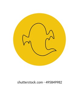 Halloween ghost on the yellow background. Vector illustration