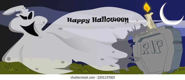halloween ghost open with background vector illustration