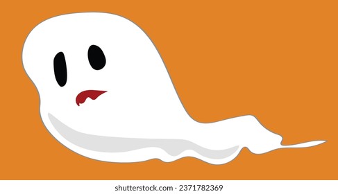 halloween ghost with orange background illustration with simple old spirit creepy spoky