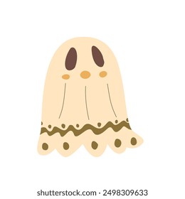 Halloween ghost with ornament decoration sheet. Vector hand drawn Ghoul illustration.