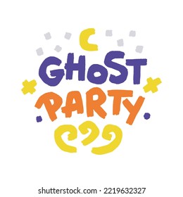 Halloween. Ghost party hand drawn lettering. Vector illustration. Autumn seasonal design element.