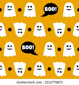 Halloween ghost pattern background. Halloween seamless vector pattern with ghosts. Vector texture for wallpaper, wrapping, banners, printed materials. Boo seamless pattern